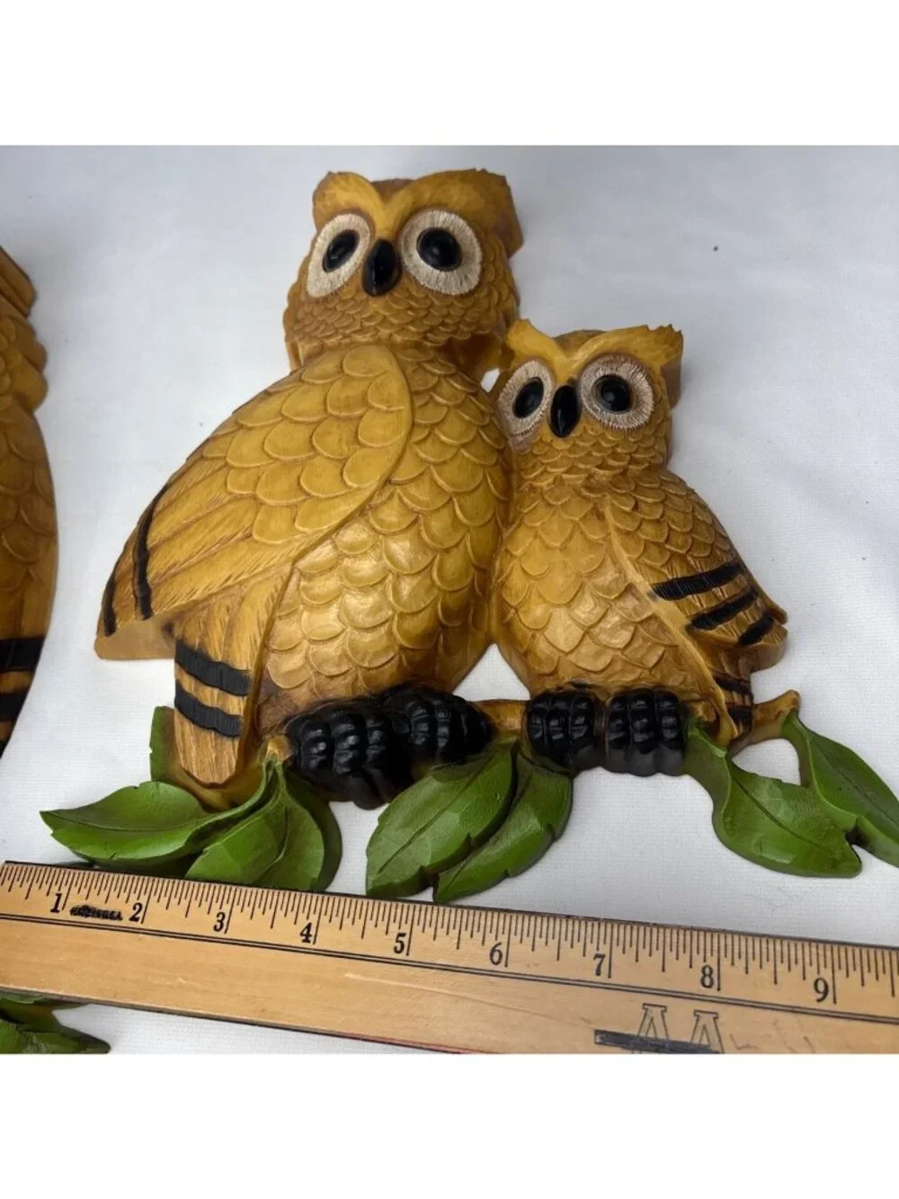 Homco Owl Wall Decor Set Retro Chic 1976 USA Yellow Brown Green